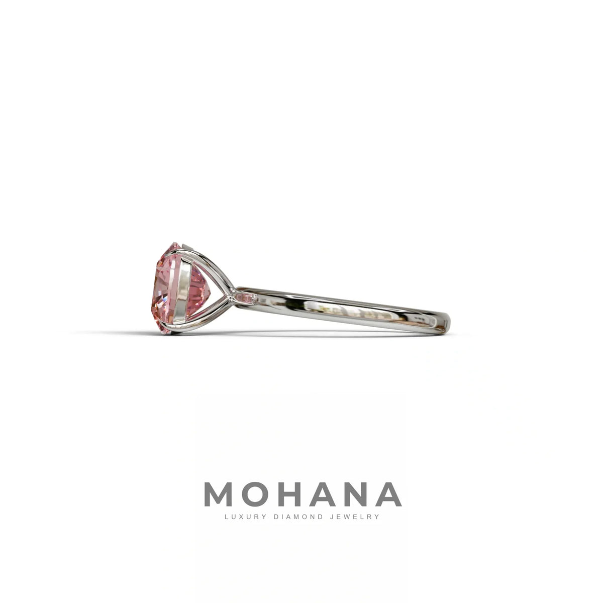 Pink Cushion Cut Solitaire Lab Grown Diamond Engagement Ring - Mesmera
