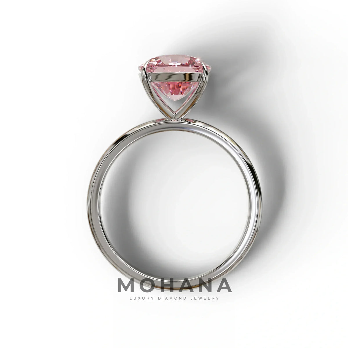 Pink Cushion Cut Solitaire Lab Grown Diamond Engagement Ring - Mesmera