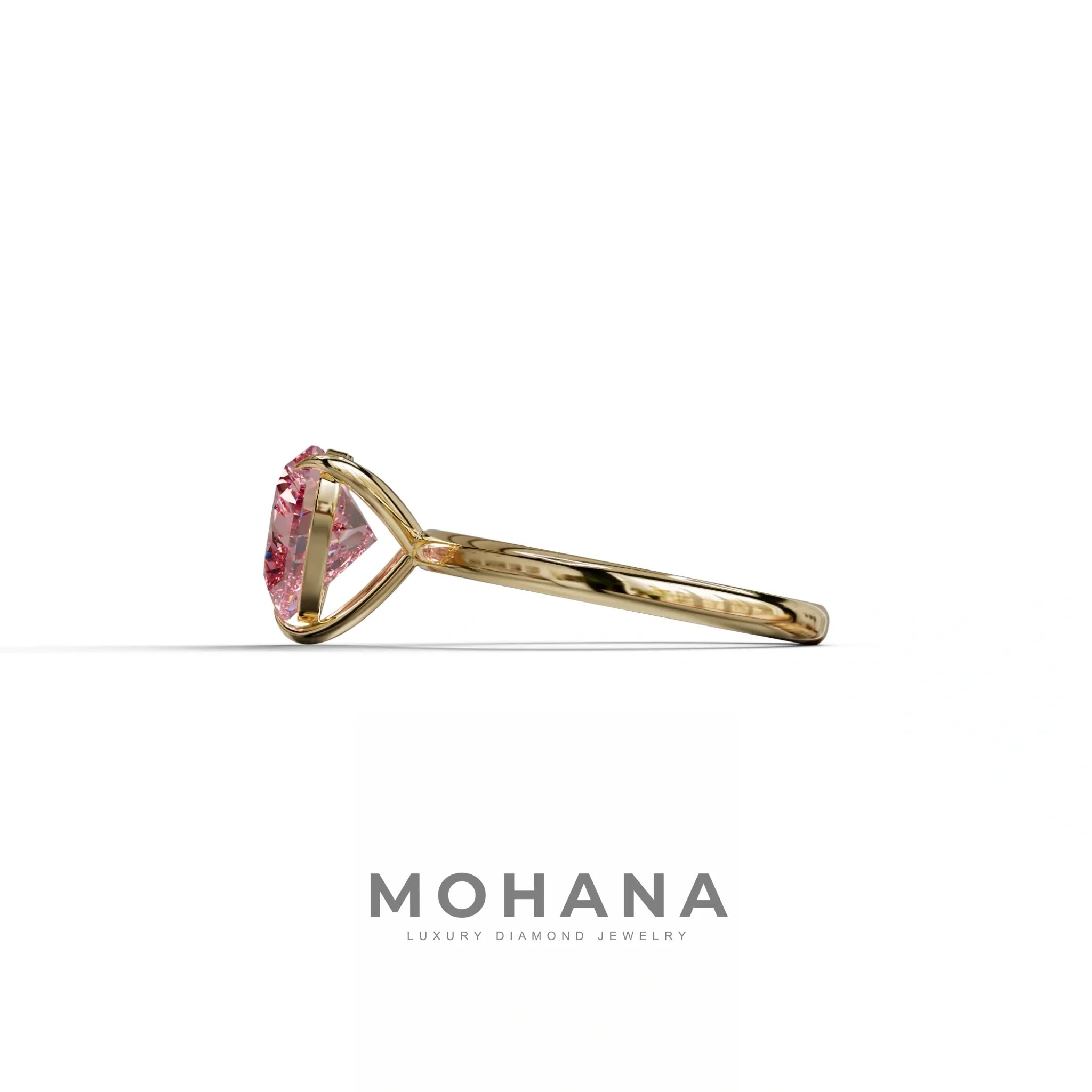 Fancy Pink Heart Cut Solitaire Lab Grown Diamond Engagement Ring - Mellow