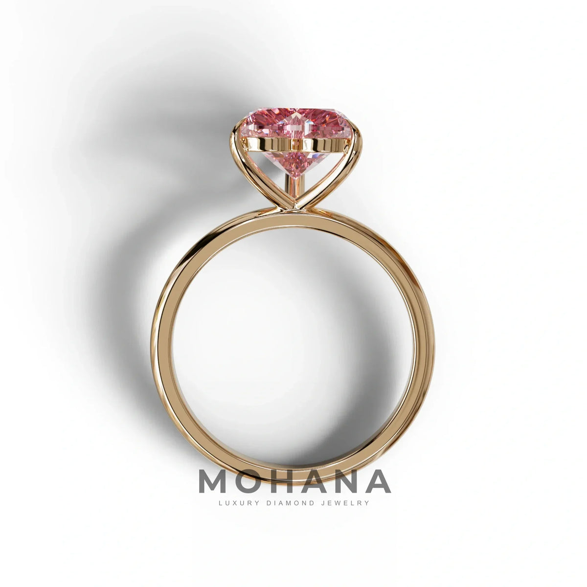 Fancy Pink Heart Cut Solitaire Lab Grown Diamond Engagement Ring - Mellow
