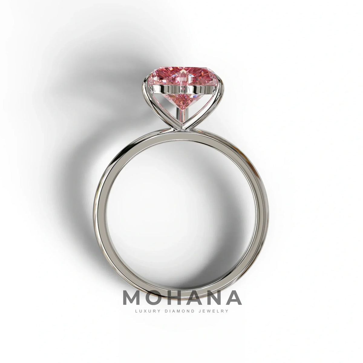 Fancy Pink Heart Cut Solitaire Lab Grown Diamond Engagement Ring - Mellow