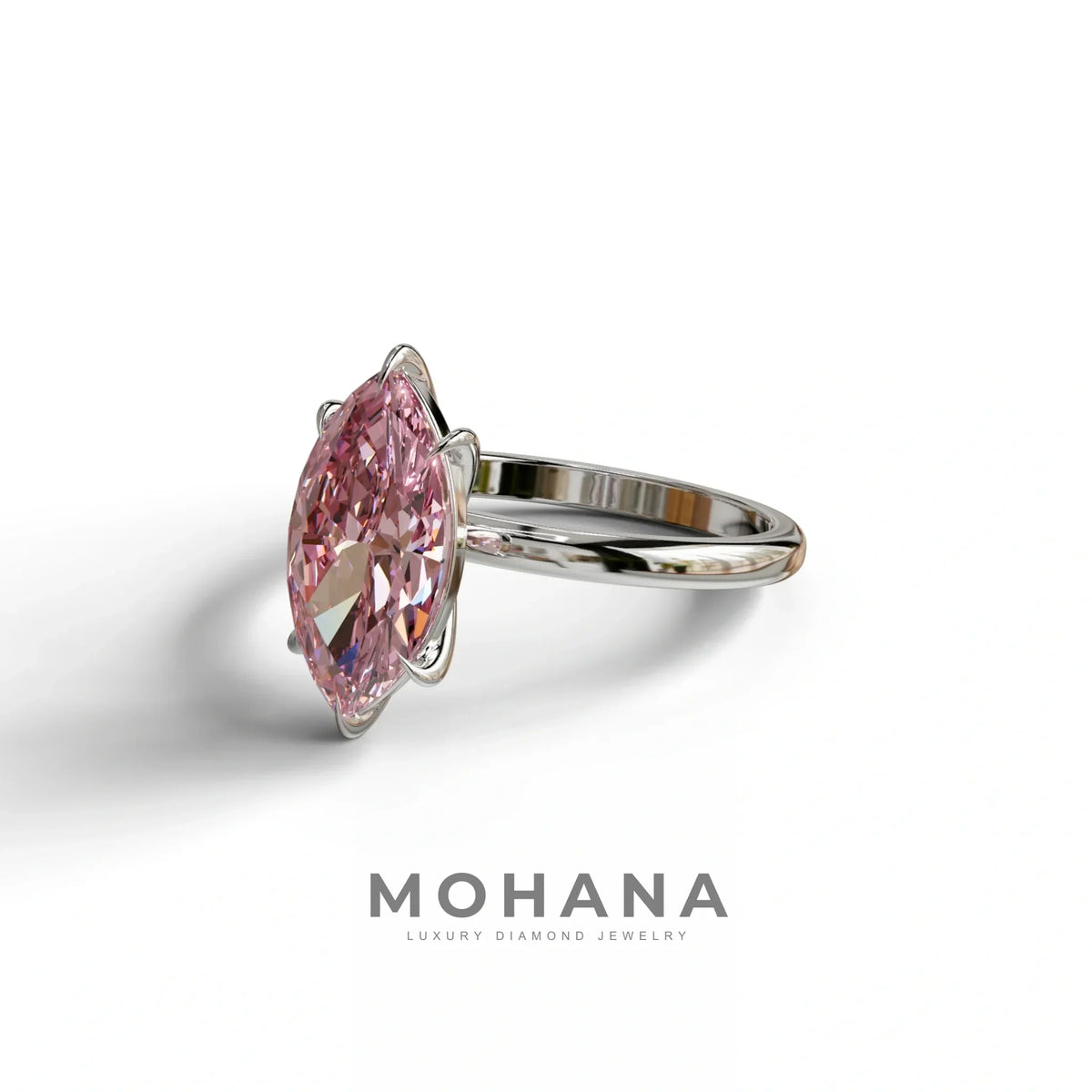 Fancy Pink Marquise Cut Solitaire Lab Grown Diamond Engagement Ring - Celestina