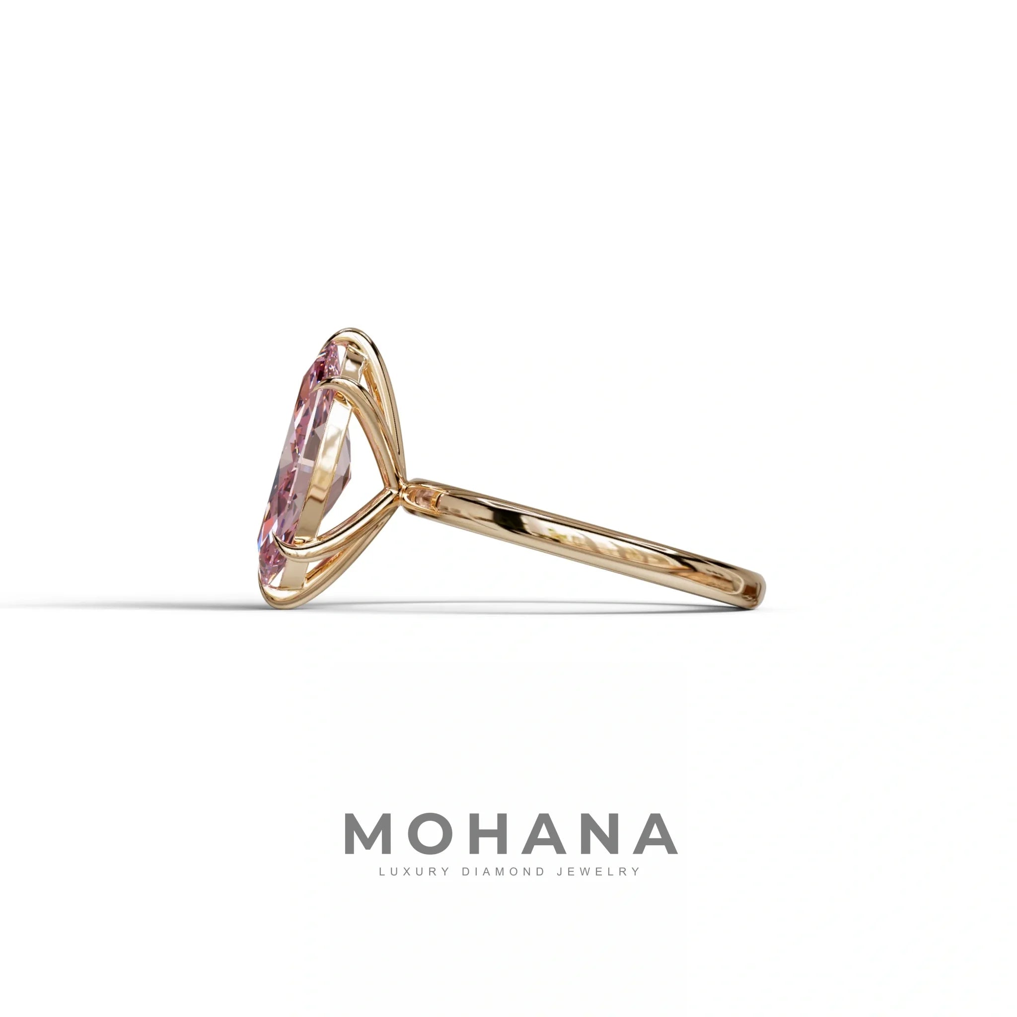 Fancy Pink Marquise Cut Solitaire Lab Grown Diamond Engagement Ring - Celestina