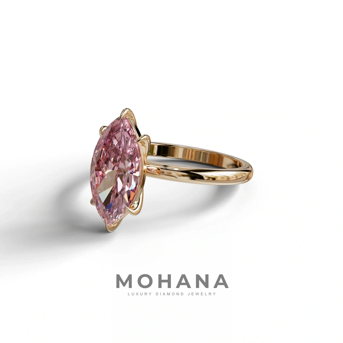 Fancy Pink Marquise Cut Solitaire Lab Grown Diamond Engagement Ring - Celestina