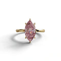 Fancy Pink Marquise Cut Solitaire Lab Grown Diamond Engagement Ring - Celestina - 2 Carat / 10K Solid Gold / Yellow Gold