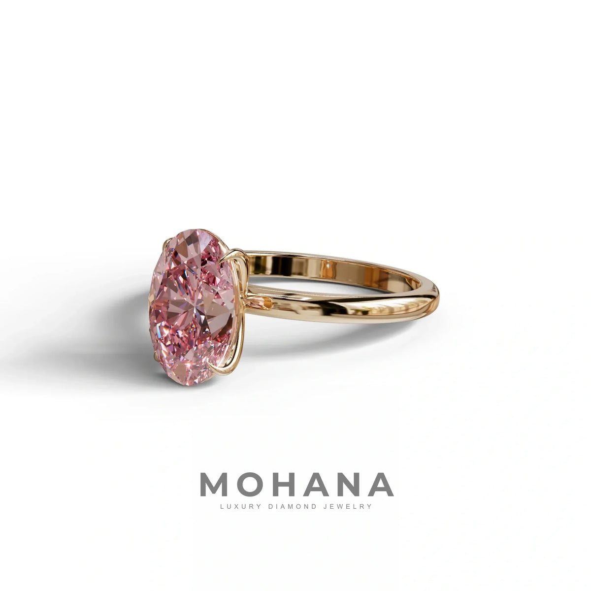 Pink Oval Cut Solitaire Lab Grown Diamond Engagement Ring - Curiosa