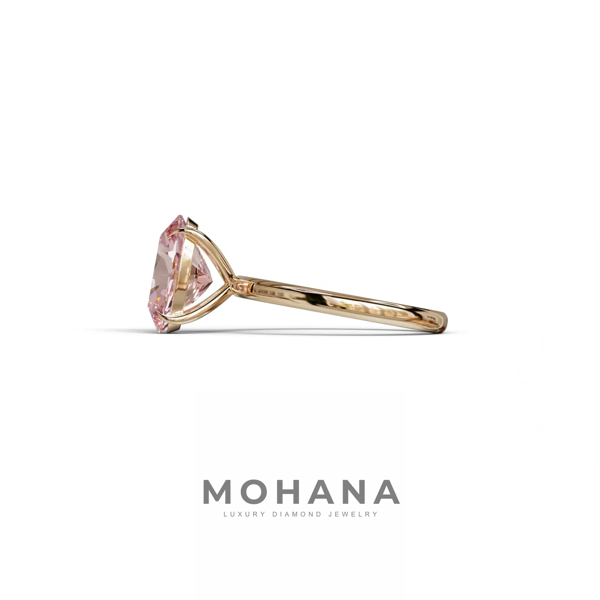 Pink Oval Cut Solitaire Lab Grown Diamond Engagement Ring - Curiosa
