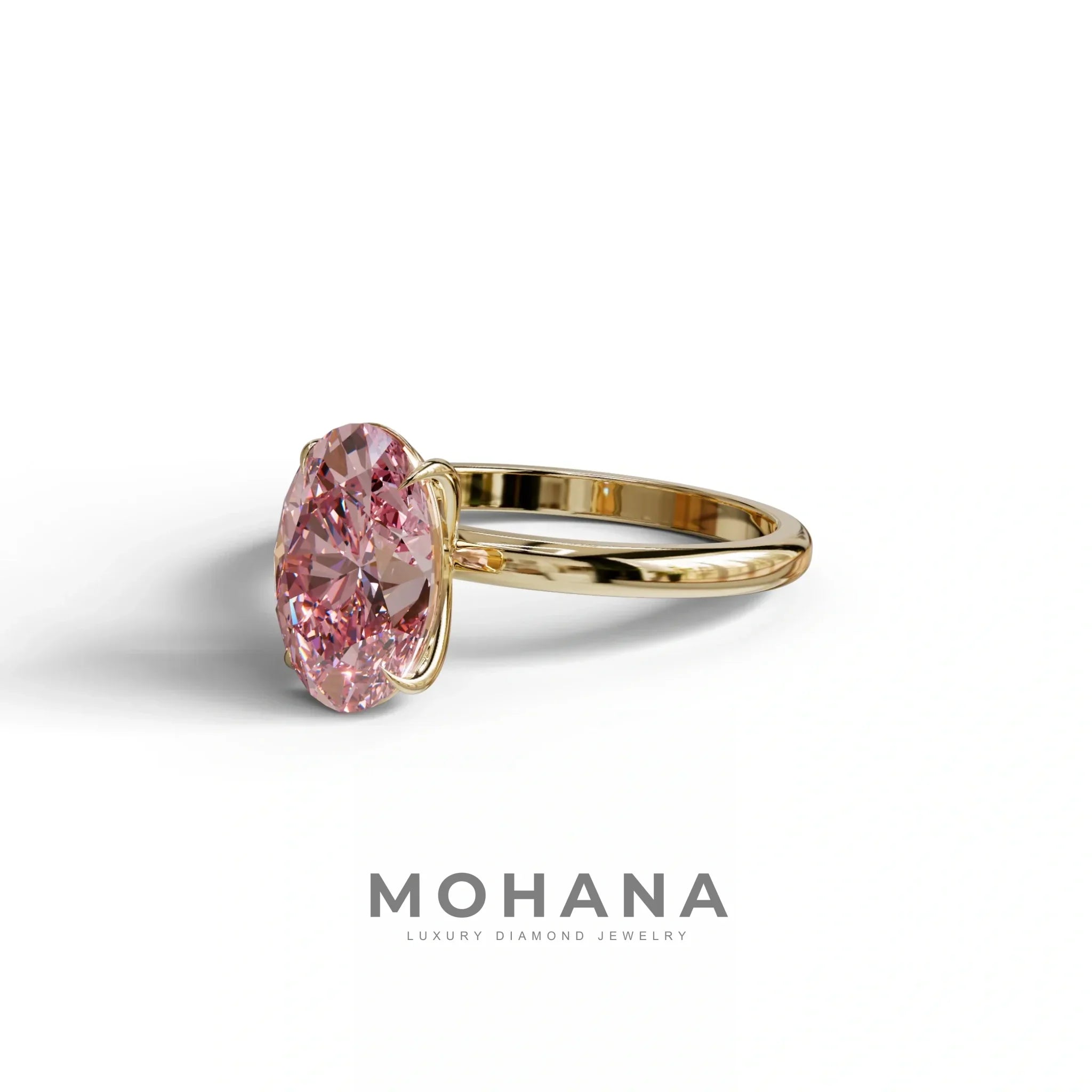 Pink Oval Cut Solitaire Lab Grown Diamond Engagement Ring - Curiosa