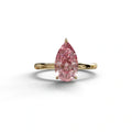Fancy Pink Pear Cut Solitaire Lab Grown Diamond Engagement Ring - Maniola - 2 Carat / 10K Solid Gold / Yellow Gold