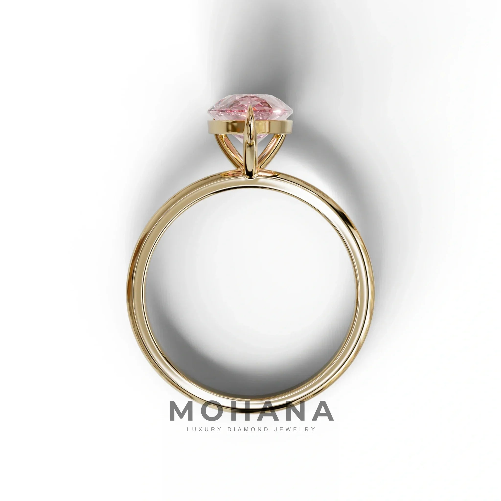 Fancy Pink Pear Cut Solitaire Lab Grown Diamond Engagement Ring - Maniola