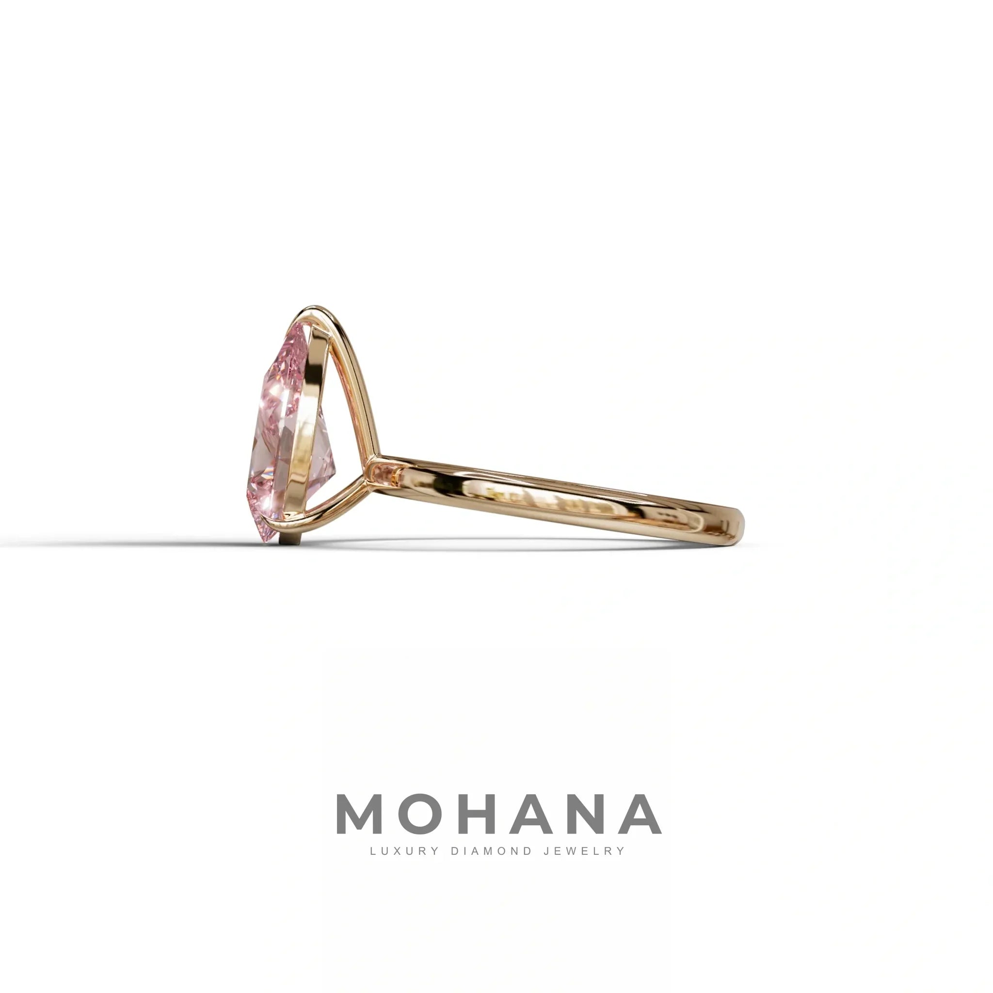 Fancy Pink Pear Cut Solitaire Lab Grown Diamond Engagement Ring - Maniola