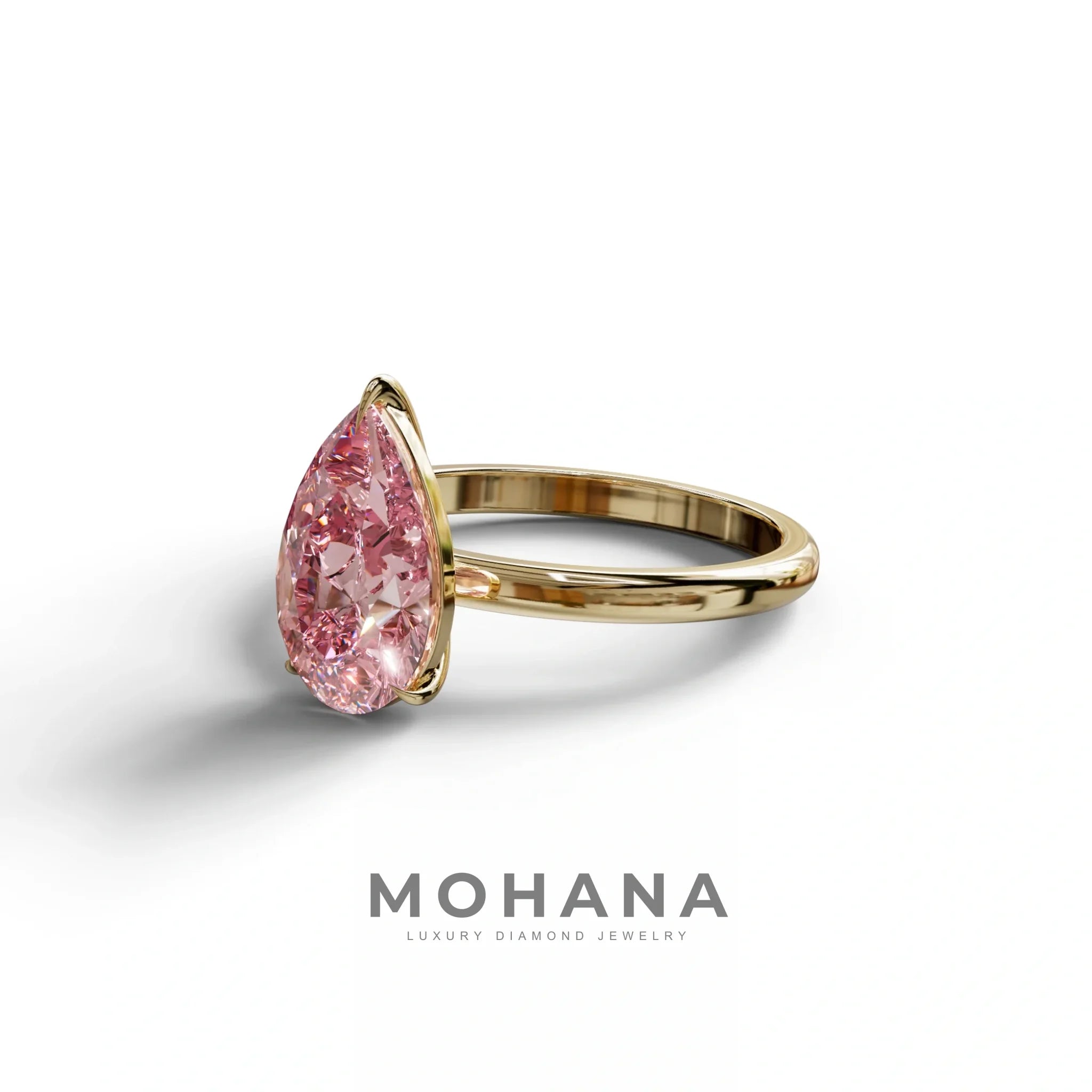 Fancy Pink Pear Cut Solitaire Lab Grown Diamond Engagement Ring - Maniola