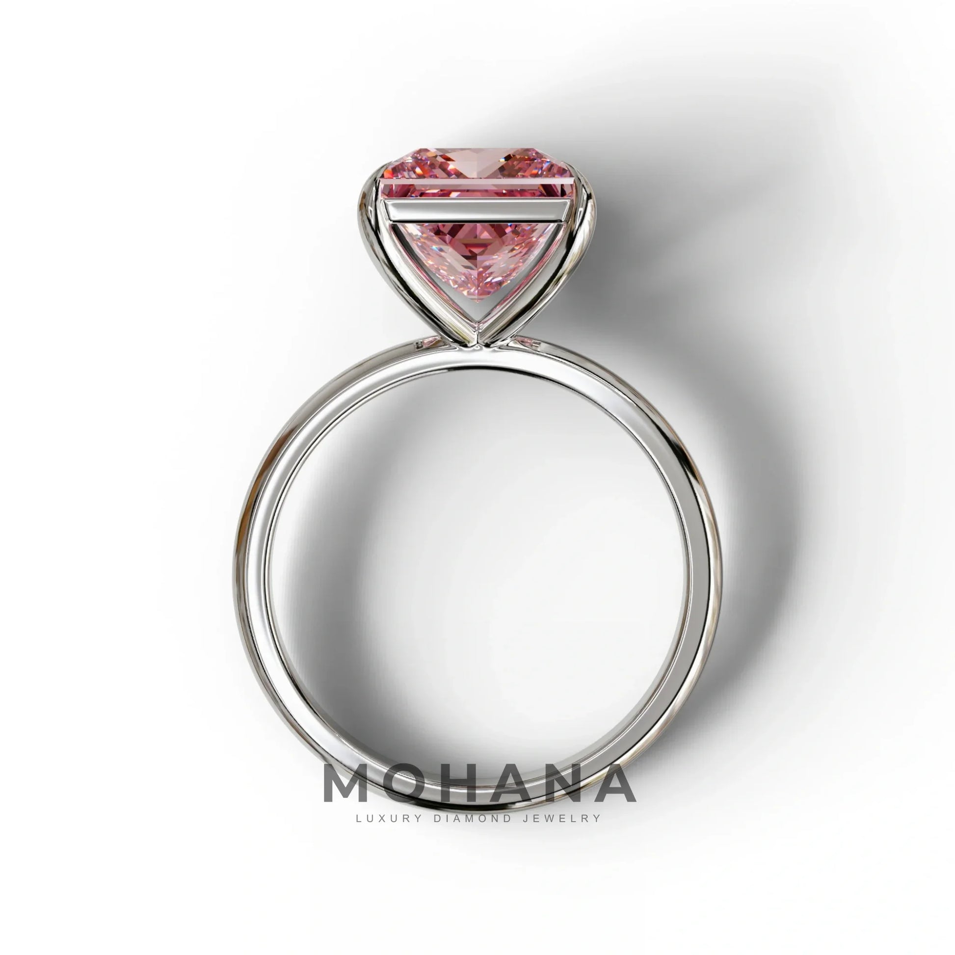 Pink Princess Cut Solitaire Lab Grown Diamond Engagement Ring - Speyeria