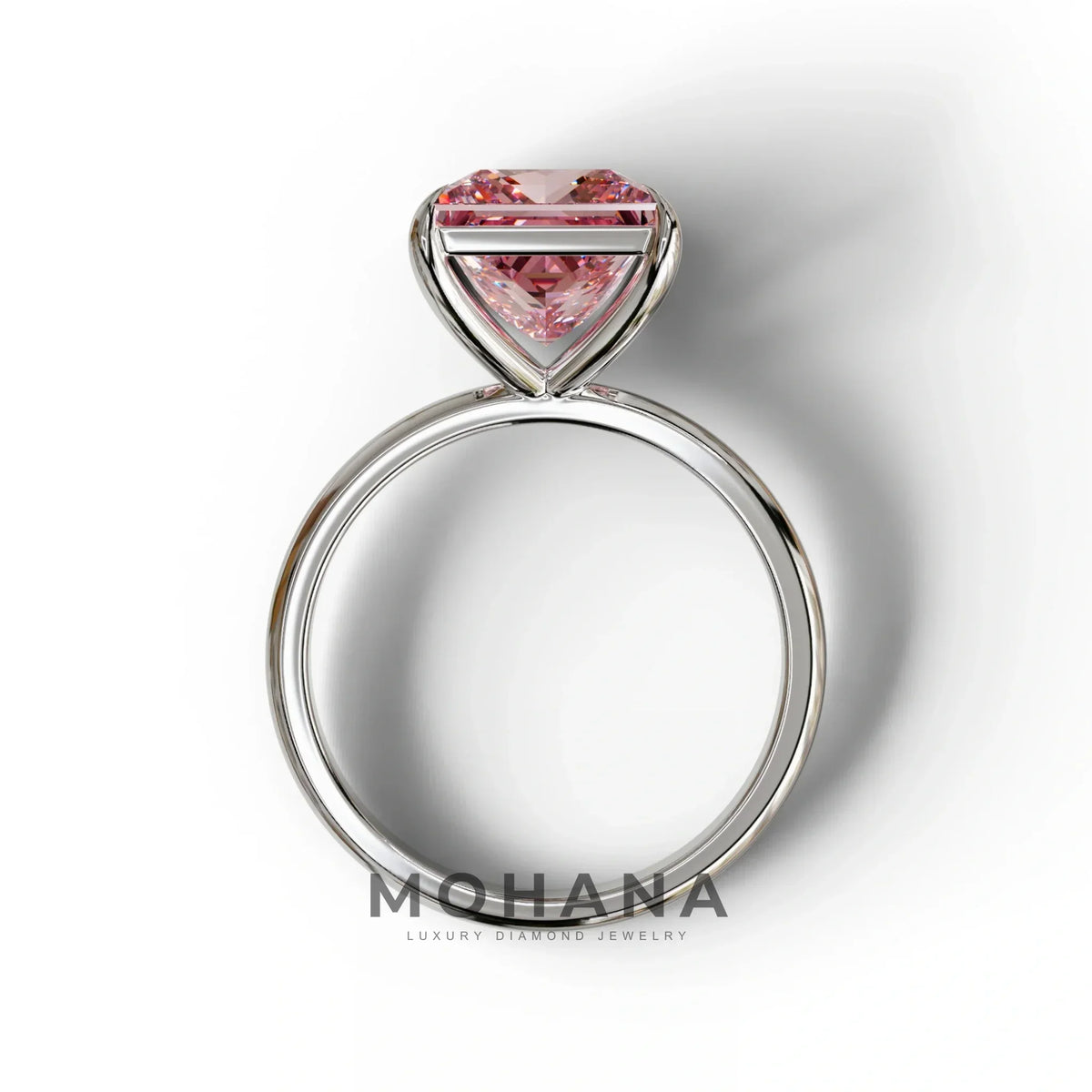 Pink Princess Cut Solitaire Lab Grown Diamond Engagement Ring - Speyeria