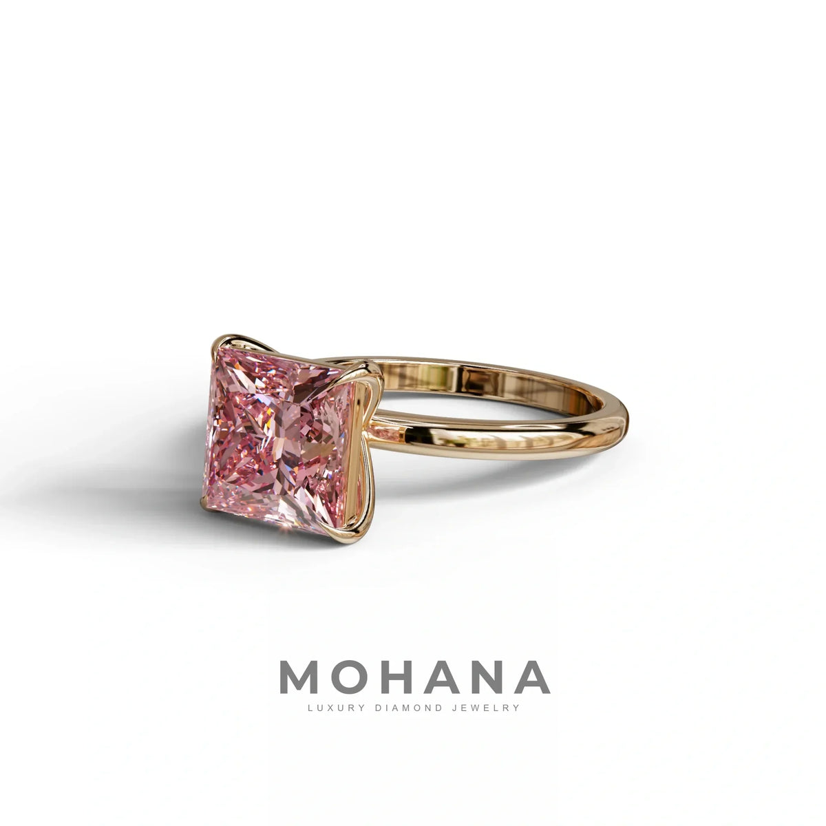 Pink Princess Cut Solitaire Lab Grown Diamond Engagement Ring - Speyeria