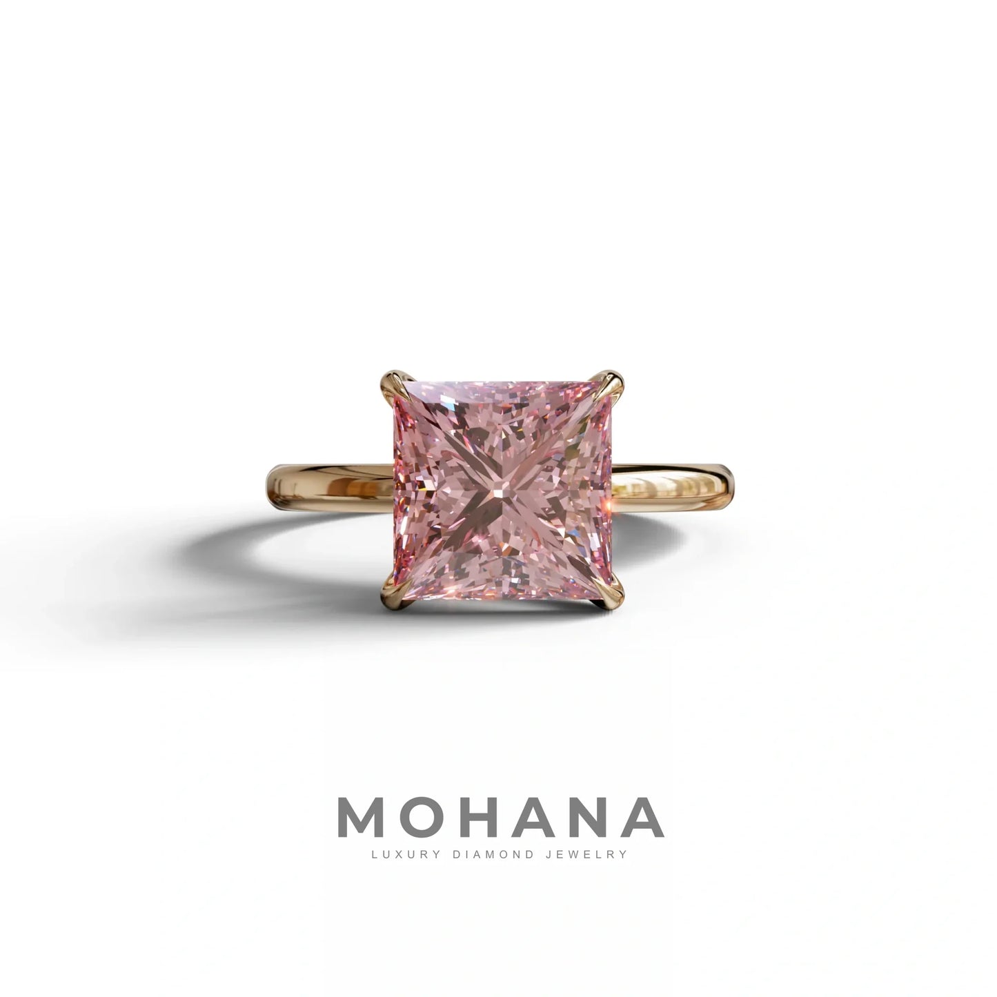 Pink Princess Cut Solitaire Lab Grown Diamond Engagement Ring - Speyeria - 2 Carat / 10K Solid Gold / Rose Gold