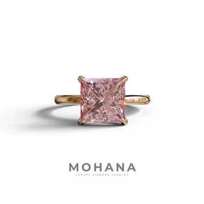 Pink Princess Cut Solitaire Lab Grown Diamond Engagement Ring - Speyeria - 2 Carat / 10K Solid Gold / Rose Gold