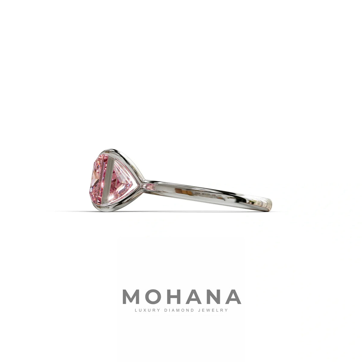 Pink Princess Cut Solitaire Lab Grown Diamond Engagement Ring - Speyeria