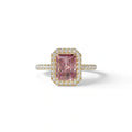 Pink Radiant Cut Halo & Pave Lab Grown Diamond Engagement Ring - Madison - 2 Carat / 10K Solid Gold / Yellow Gold