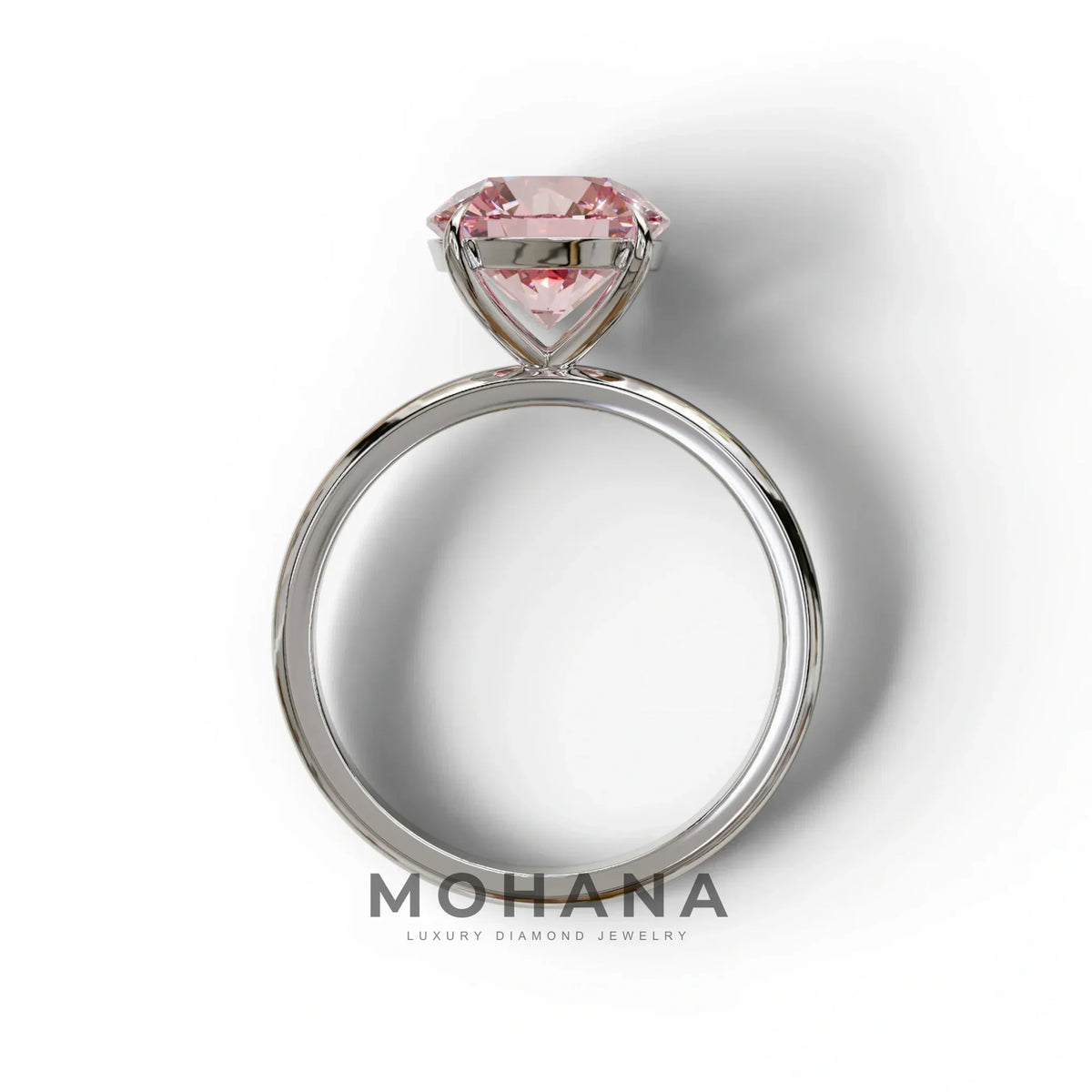 Pink Round Cut Solitaire Lab Diamond Engagement Ring - Italia