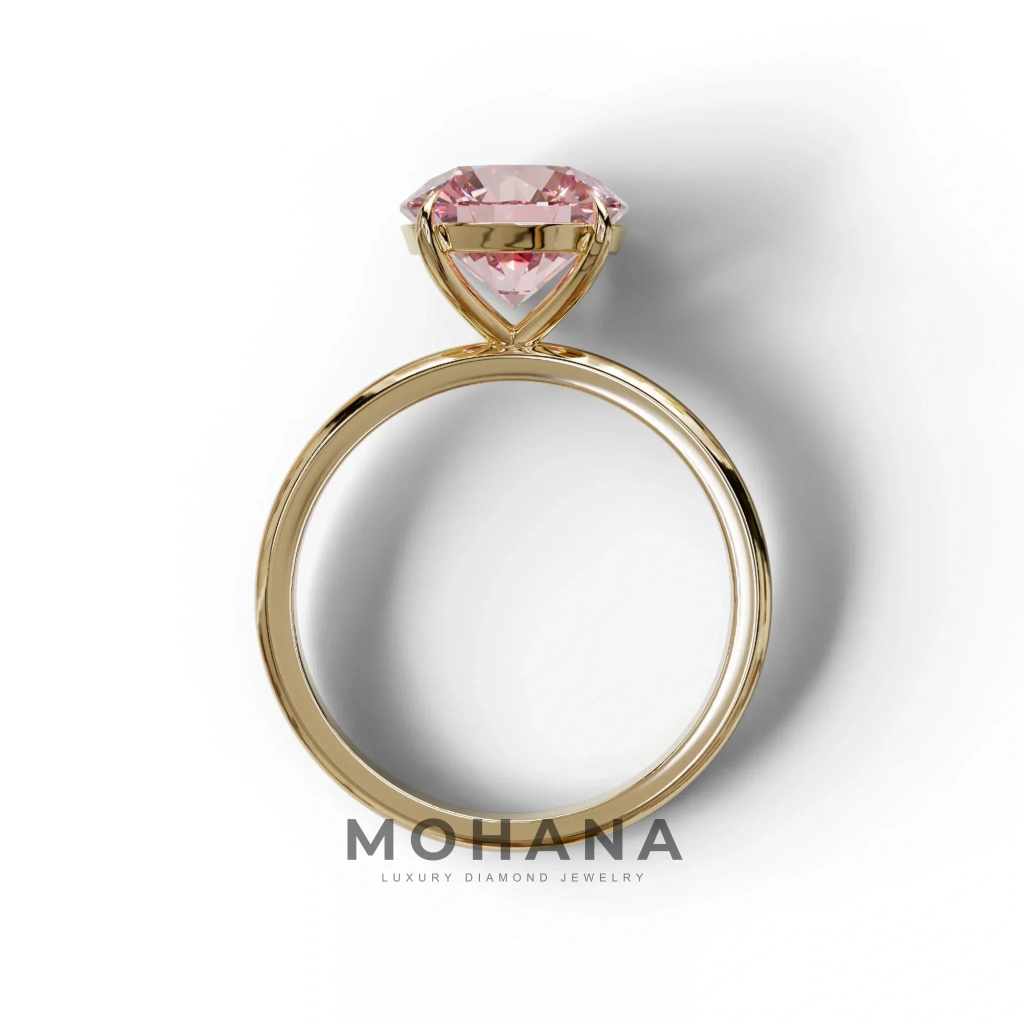 Pink Round Cut Solitaire Lab Diamond Engagement Ring - Italia