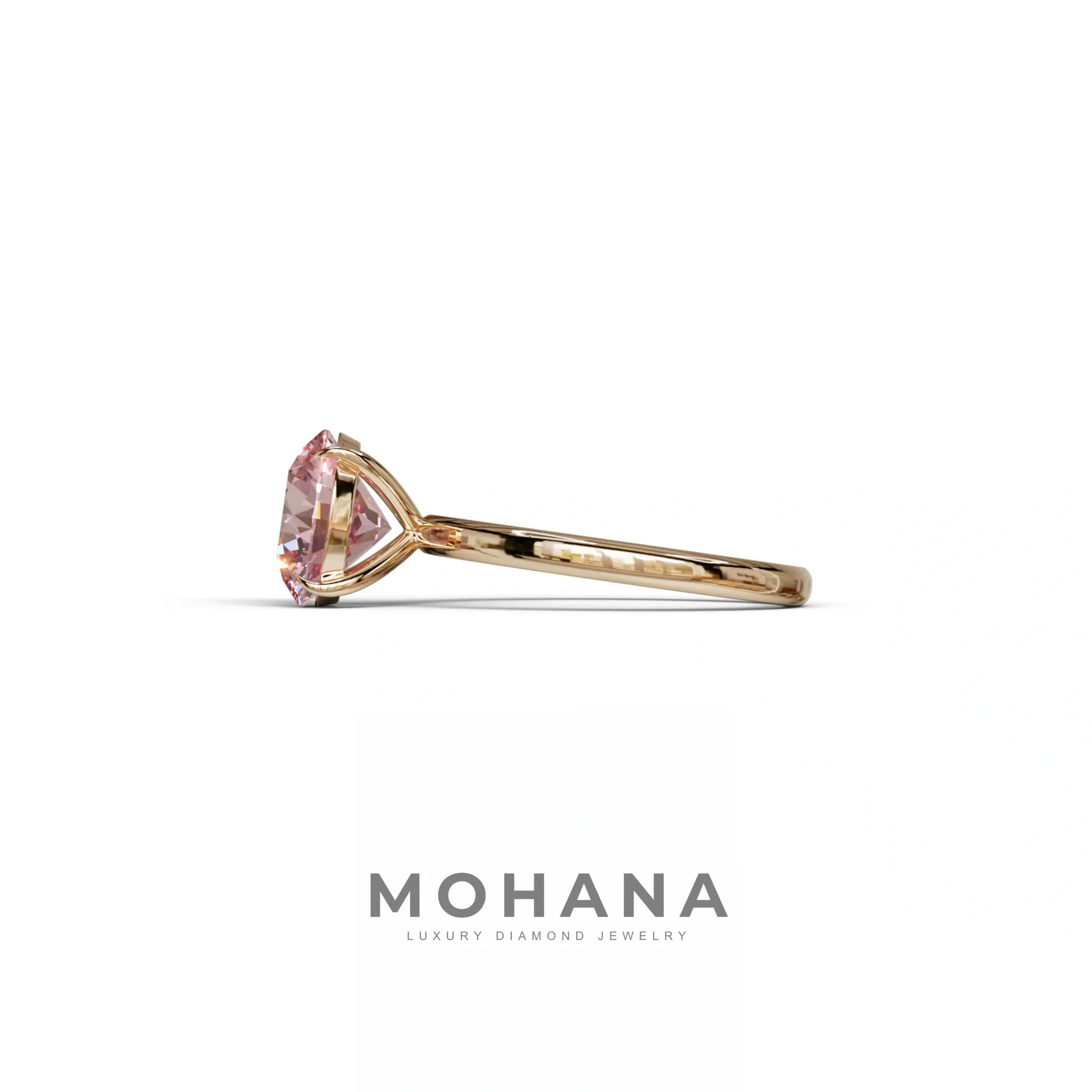 Pink Round Cut Solitaire Lab Diamond Engagement Ring - Italia