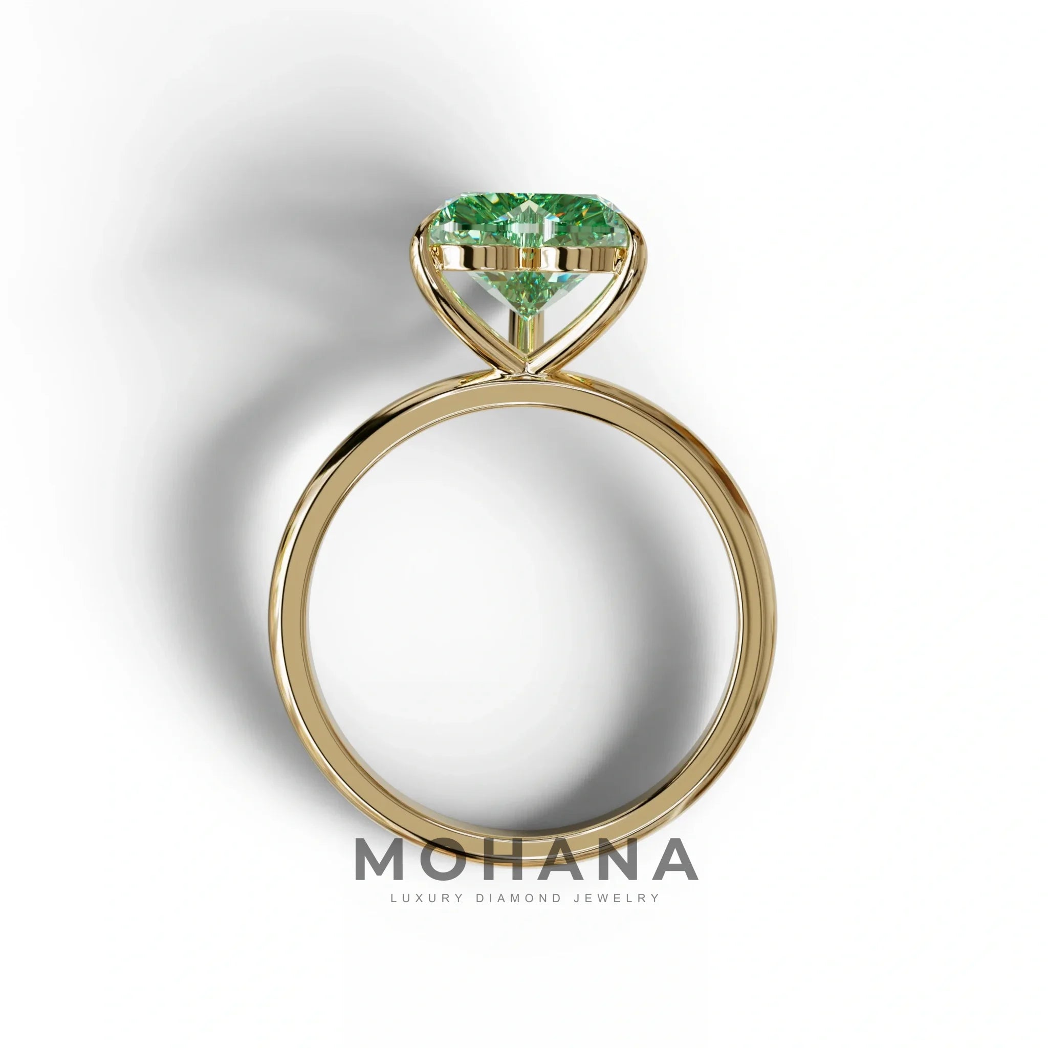 Green Heart Cut Solitaire Lab Grown Diamond Engagement Ring - Mellow