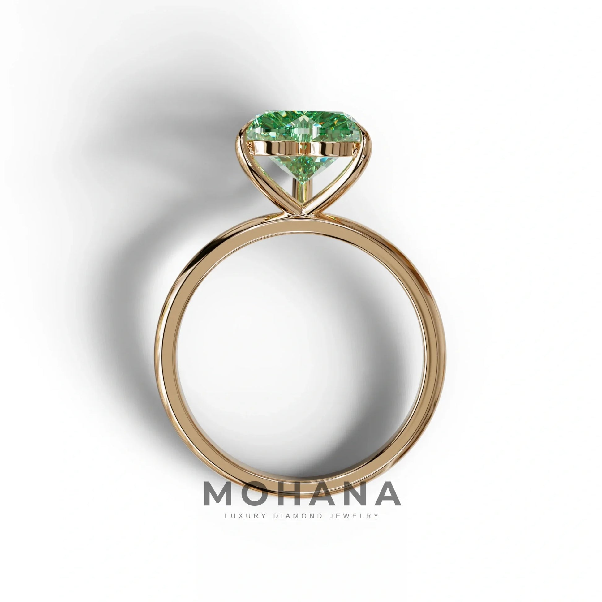 Green Heart Cut Solitaire Lab Grown Diamond Engagement Ring - Mellow