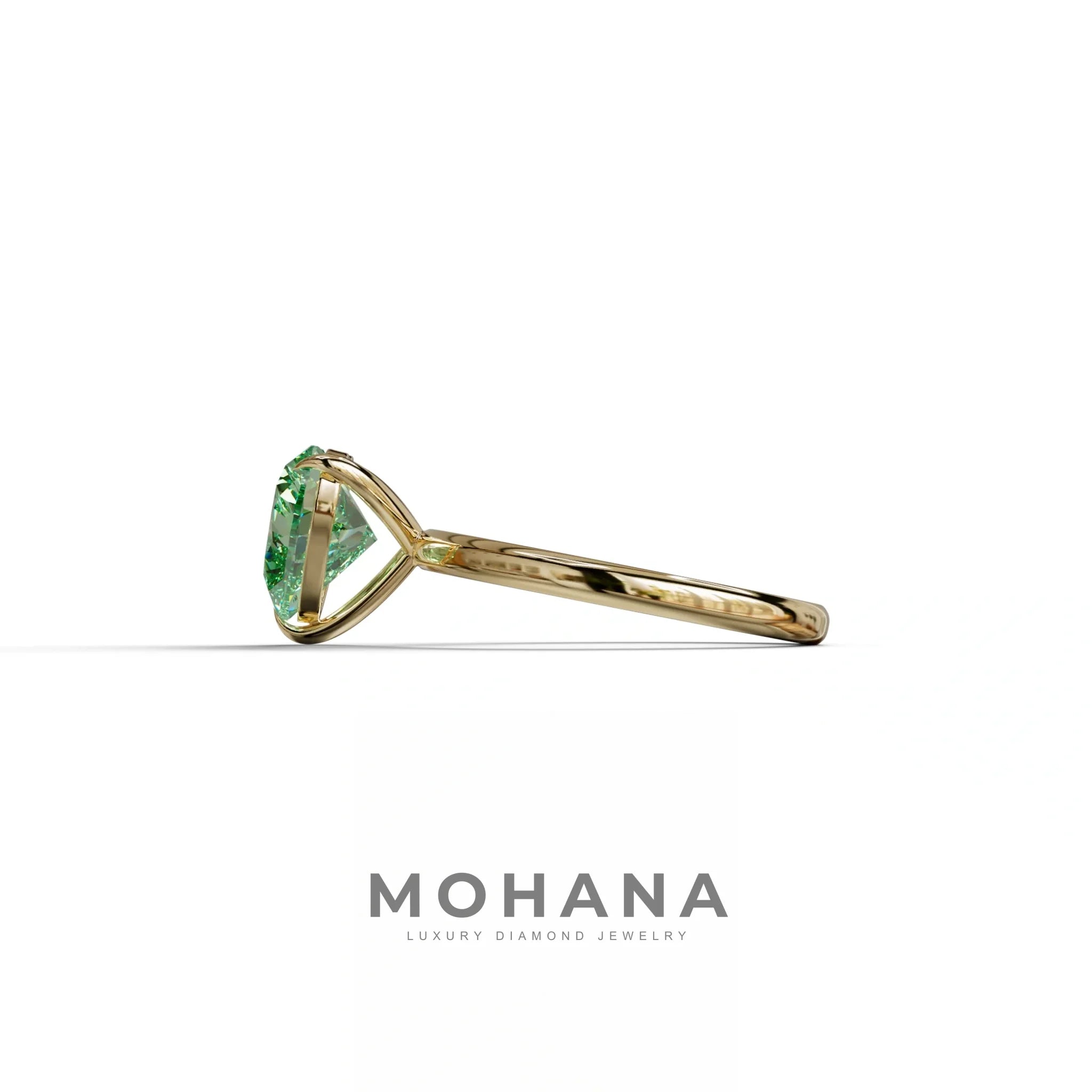 Green Heart Cut Solitaire Lab Grown Diamond Engagement Ring - Mellow