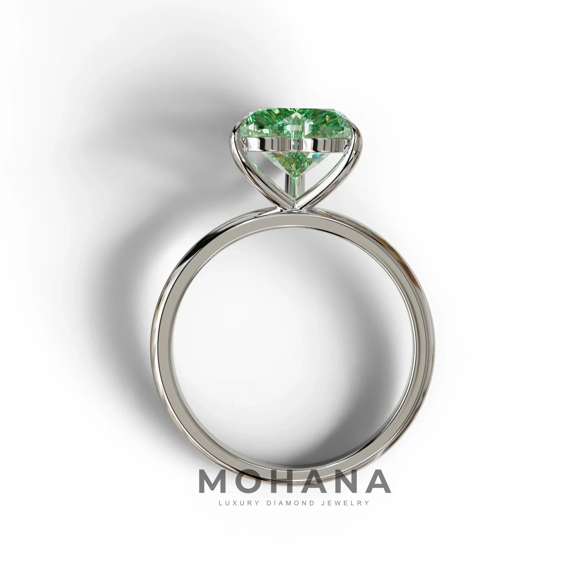 Green Heart Cut Solitaire Lab Grown Diamond Engagement Ring - Mellow