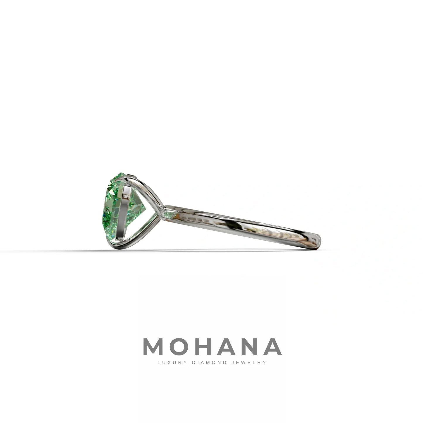 Green Heart Cut Solitaire Lab Grown Diamond Engagement Ring - Mellow