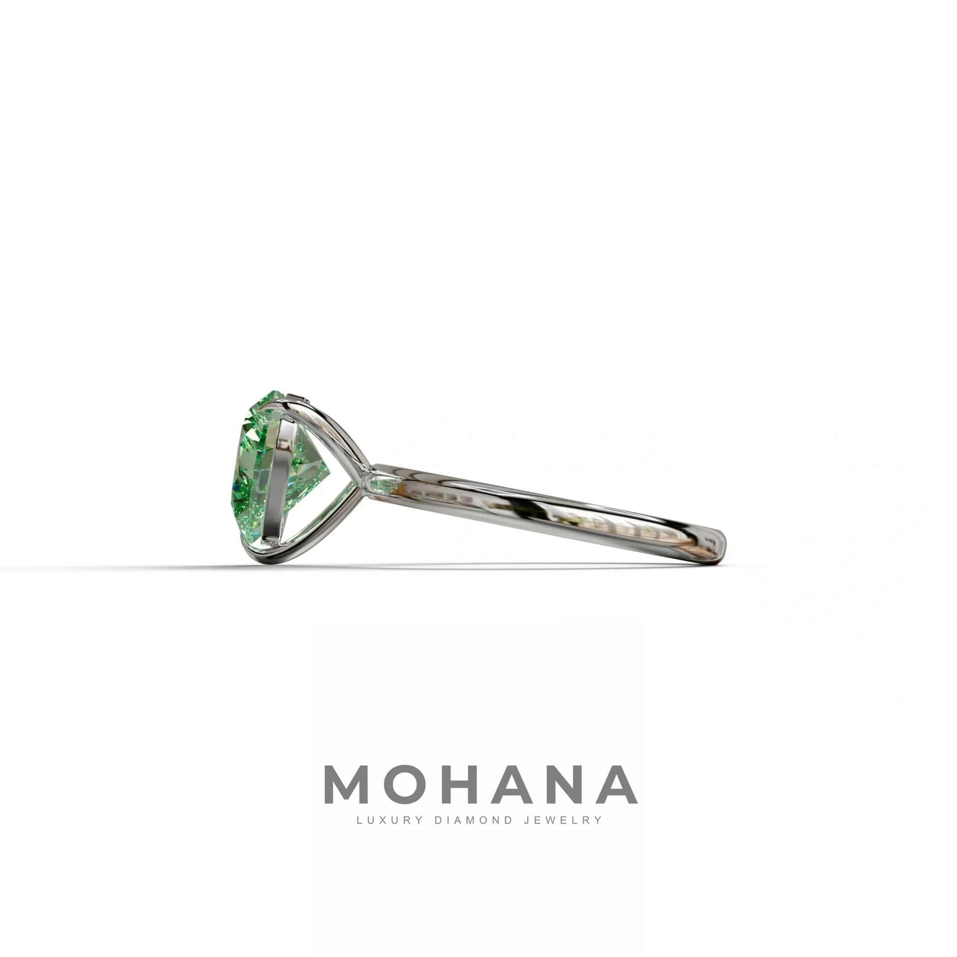 Green Heart Cut Solitaire Lab Grown Diamond Engagement Ring - Mellow