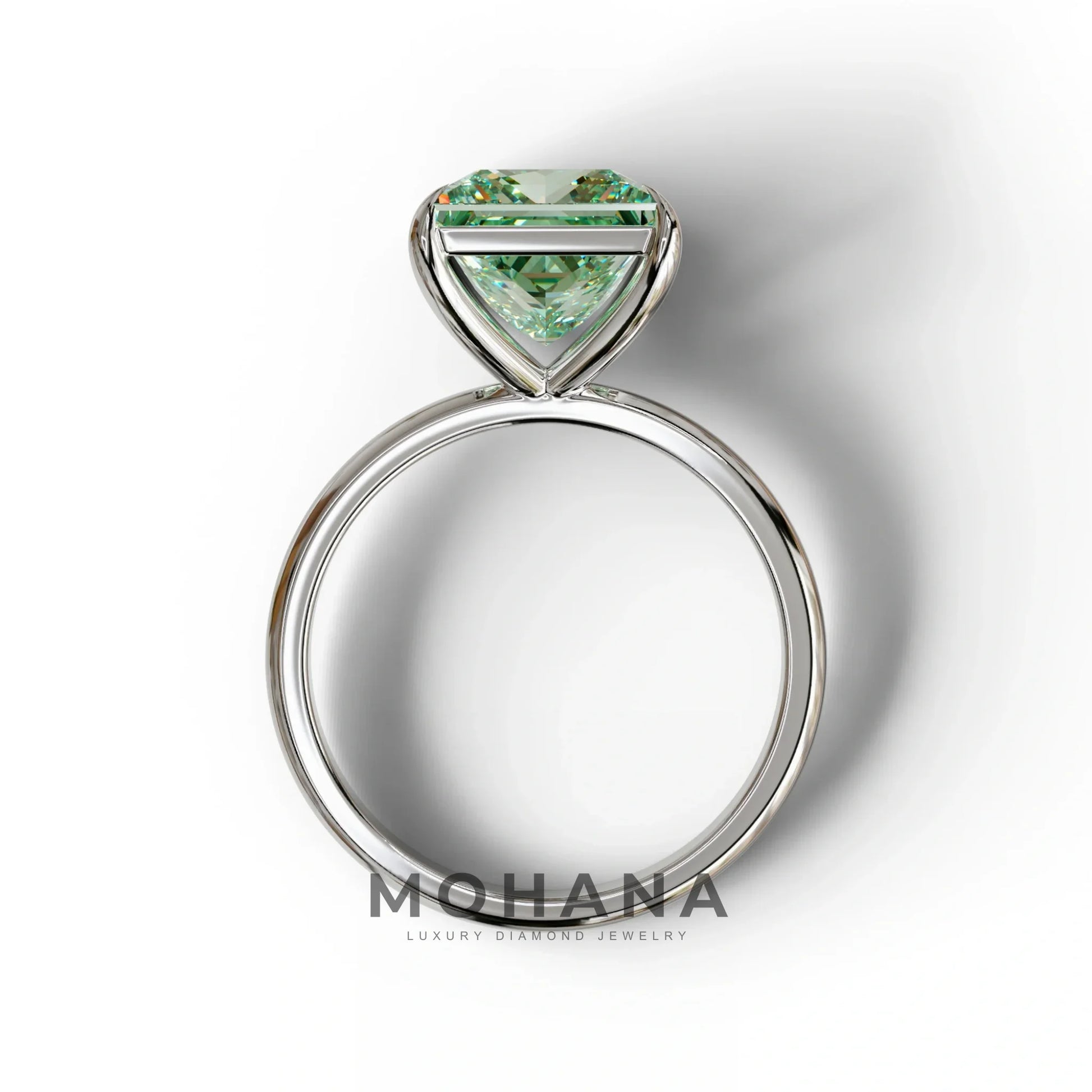 Green Princess Cut Solitaire Lab Grown Diamond Engagement Ring - Speyeria