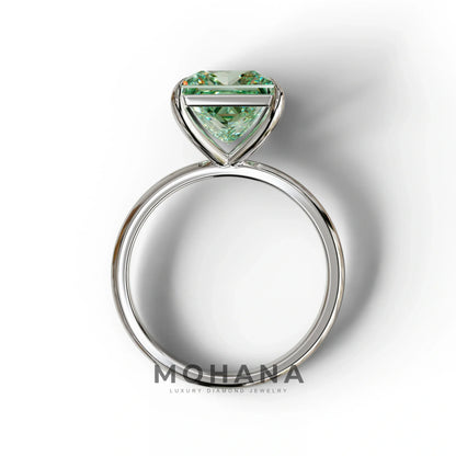 Green Princess Cut Solitaire Lab Grown Diamond Engagement Ring - Speyeria