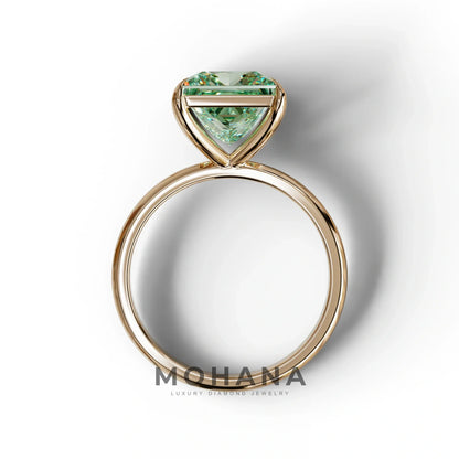 Green Princess Cut Solitaire Lab Grown Diamond Engagement Ring - Speyeria