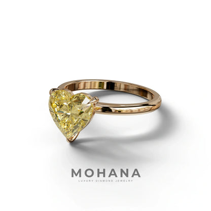 Fancy Yellow Heart Cut Solitaire Lab Grown Diamond Engagement Ring - Mellow