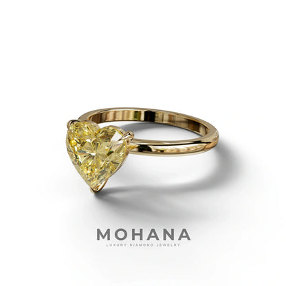 Fancy Yellow Heart Cut Solitaire Lab Grown Diamond Engagement Ring - Mellow