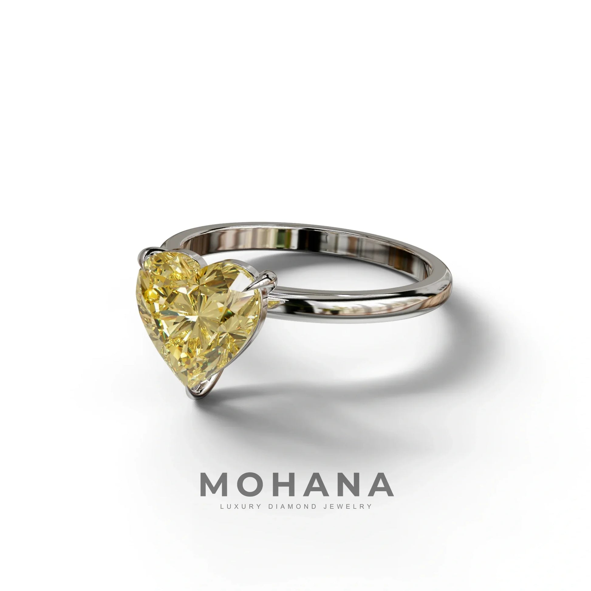 Fancy Yellow Heart Cut Solitaire Lab Grown Diamond Engagement Ring - Mellow