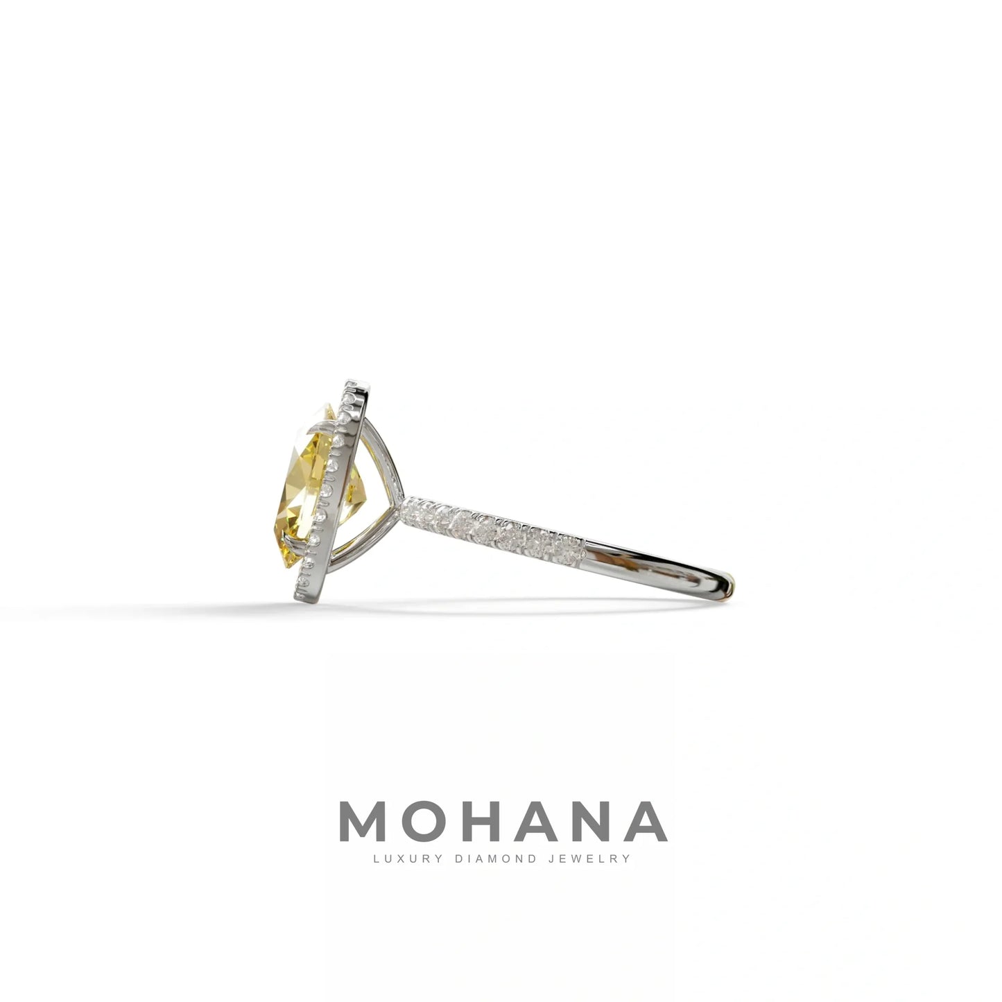 Yellow Oval Cut Halo & Pave Lab Grown Diamond Engagement Ring - AnnaBella