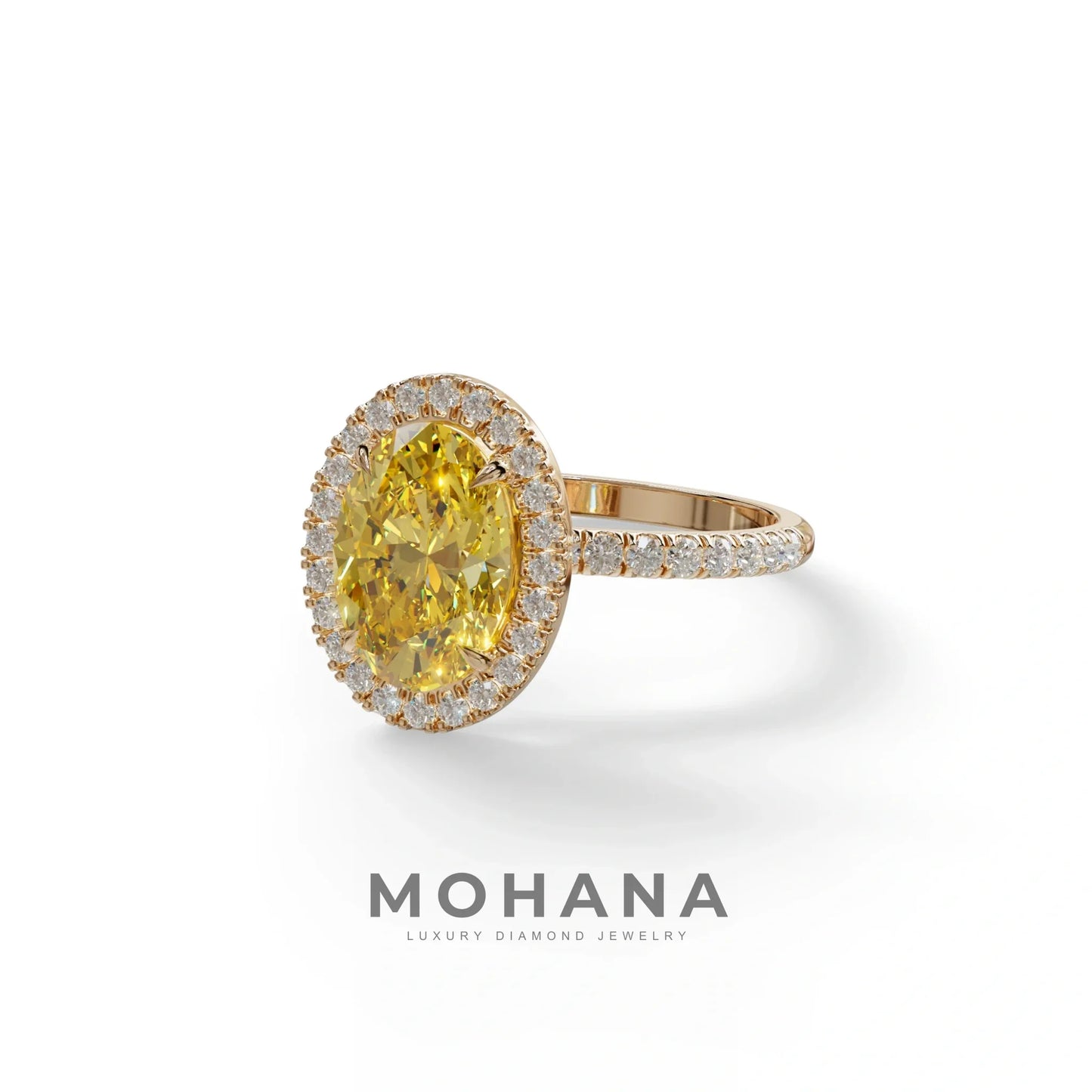 Yellow Oval Cut Halo & Pave Lab Grown Diamond Engagement Ring - AnnaBella