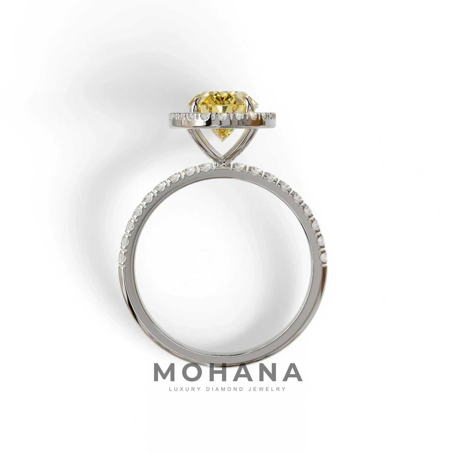 Yellow Oval Cut Halo & Pave Lab Grown Diamond Engagement Ring - AnnaBella