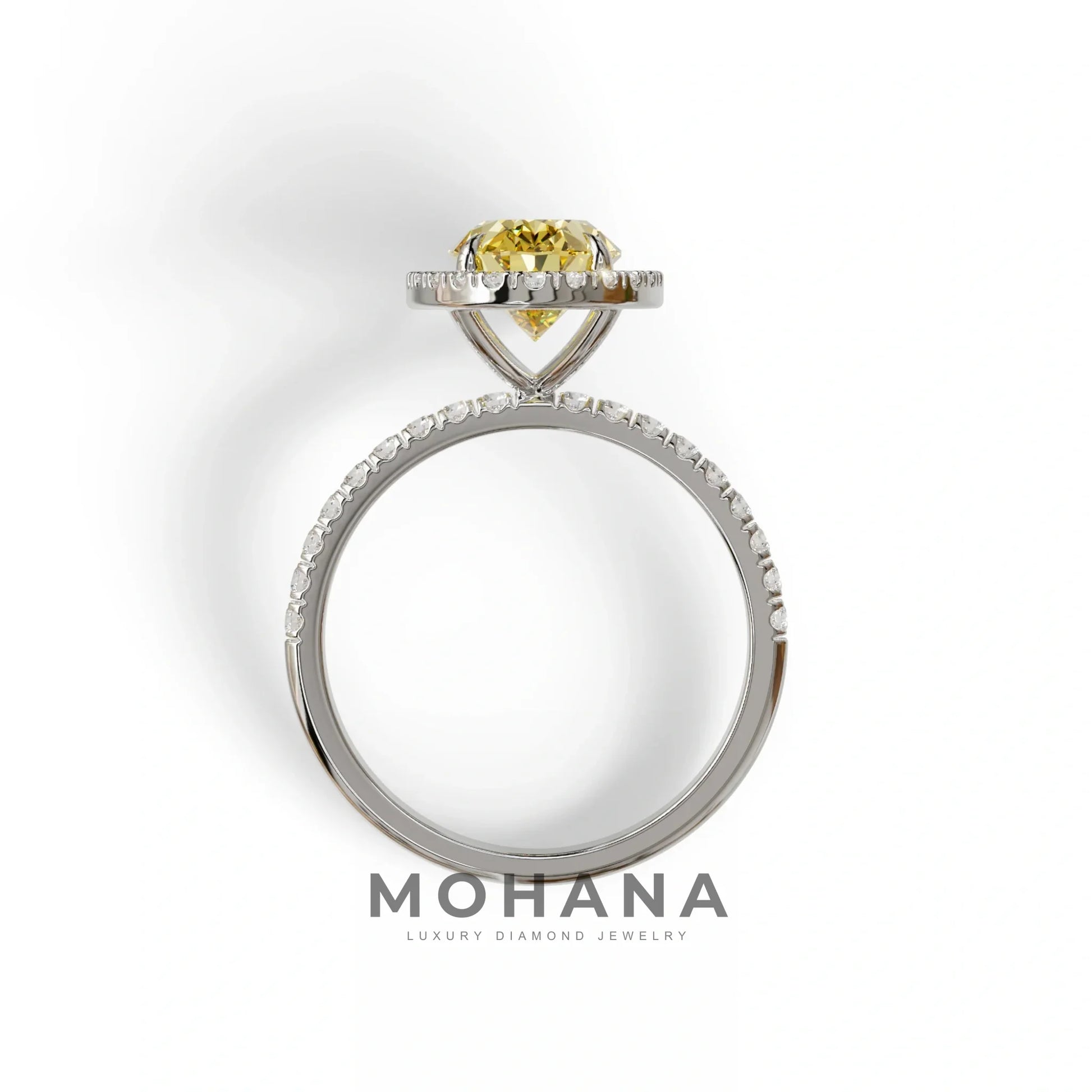 Yellow Oval Cut Halo & Pave Lab Grown Diamond Engagement Ring - AnnaBella