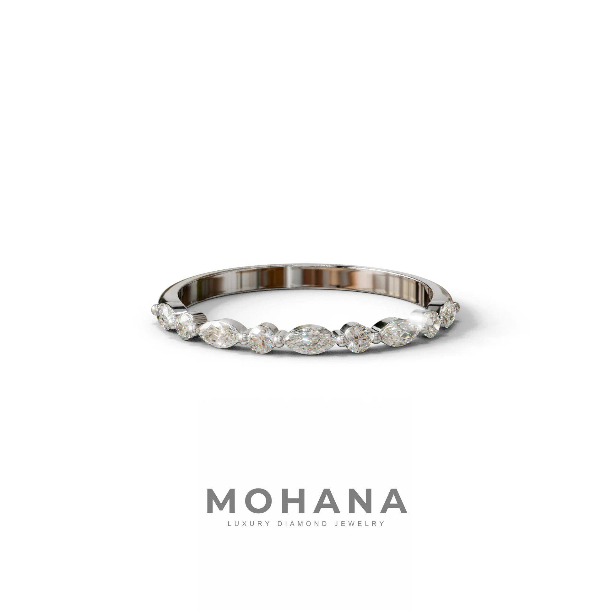 Floating Citrine - Round & Marquise Lab Grown Diamond Half Eternity Stacking Band