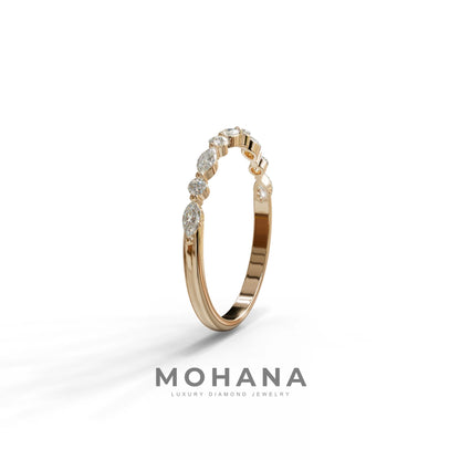 Floating Citrine - Round & Marquise Lab Grown Diamond Half Eternity Stacking Band