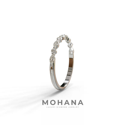 Floating Citrine - Round & Marquise Lab Grown Diamond Half Eternity Stacking Band