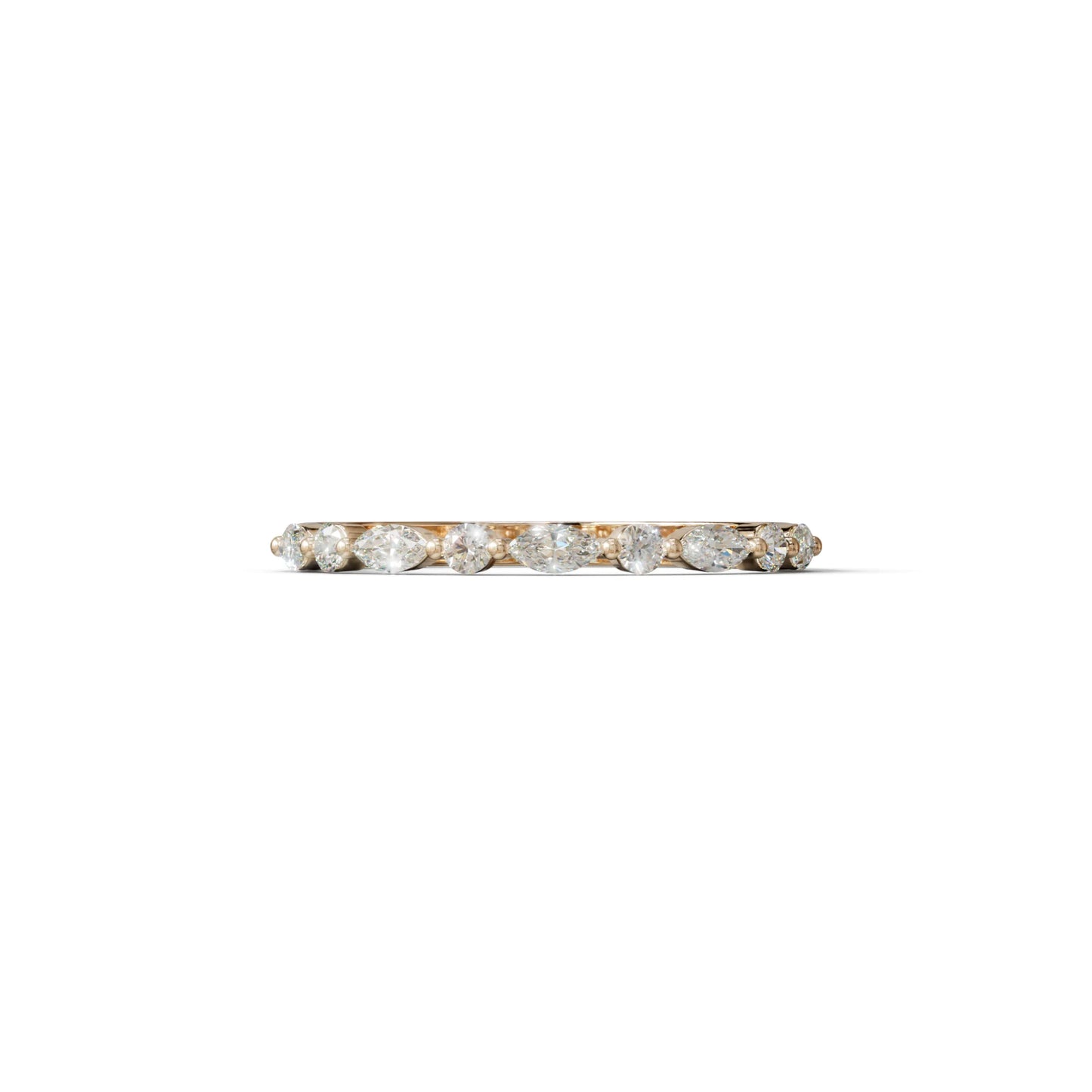 Floating Citrine - Round & Marquise Lab Grown Diamond Half Eternity Stacking Band - 10K Solid Gold / Rose Gold