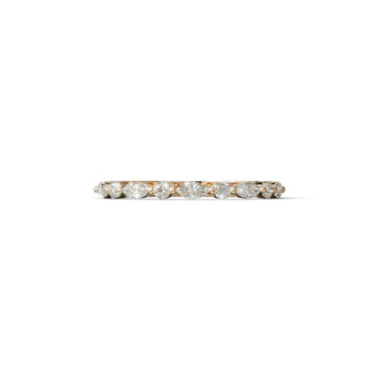 Floating Citrine - Round & Marquise Lab Grown Diamond Half Eternity Stacking Band - 10K Solid Gold / Rose Gold