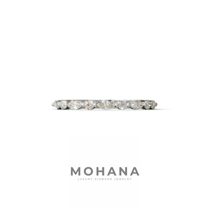 Floating Citrine - Round & Marquise Lab Grown Diamond Half Eternity Stacking Band - 10K Solid Gold / White Gold