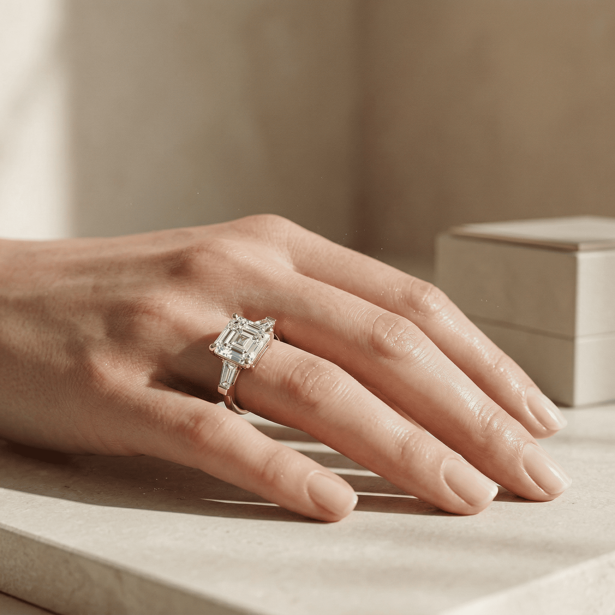 3.80ct E/VVS Asscher & Tapered Baguette Multi Stone Lab Diamond Ring - Brillante