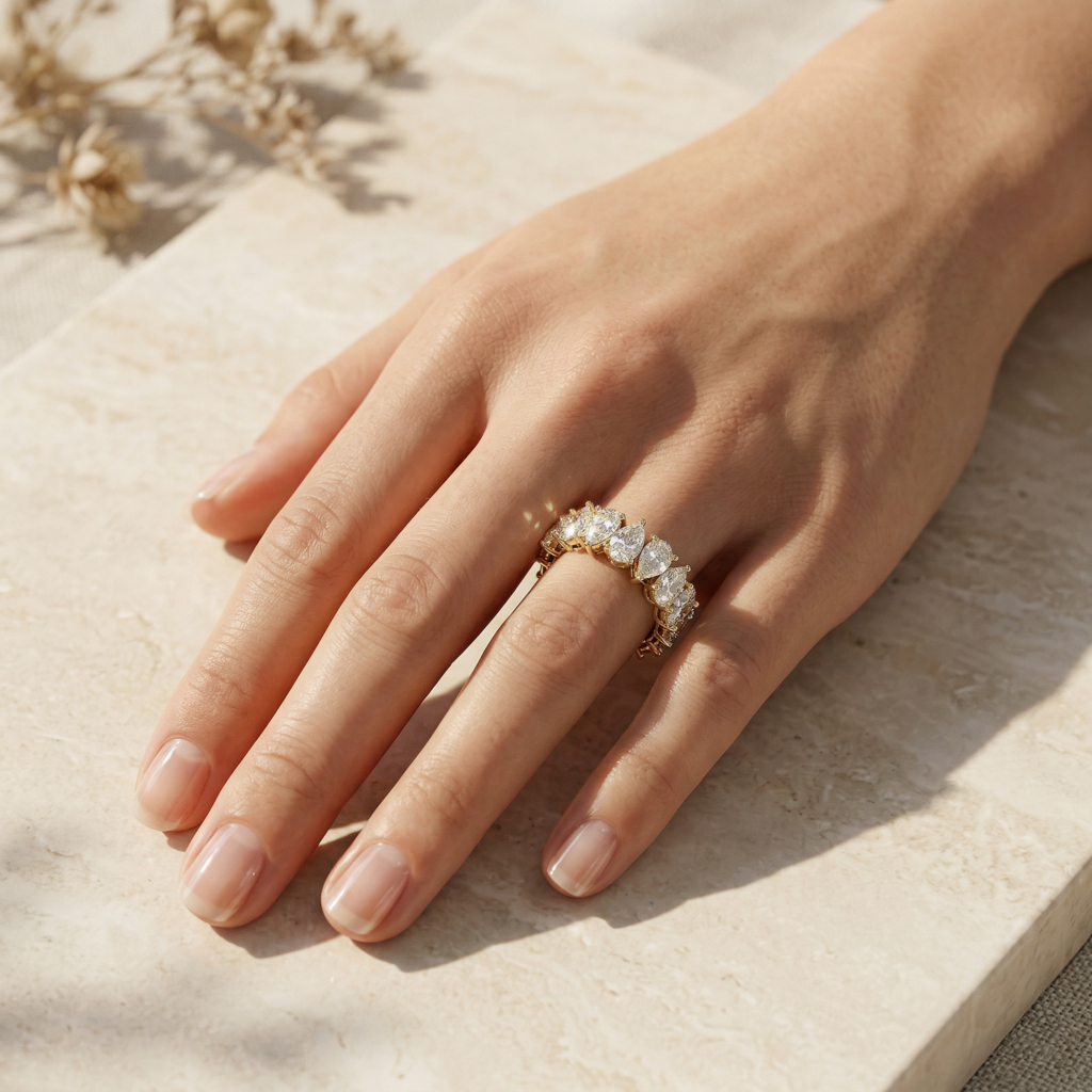 4.4ct E/VVS Pear Cut Lab Grown Diamond Full Eternity Band - Concierge Stackable Ring